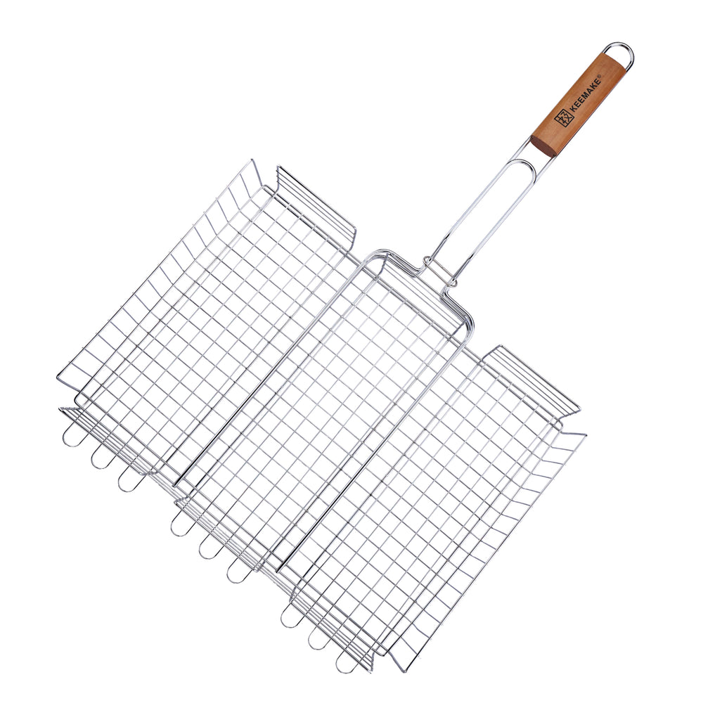 GL-037 meat grill with chrome-plating with wooden handle