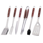 BT-091 6pcs BBQ tools set with Pakka wood handle