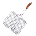 GL-049 meat grill with non-stick coating and natural wood handle