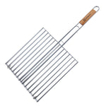 GL-005 flat grill with chrome plating with birch wooden handle