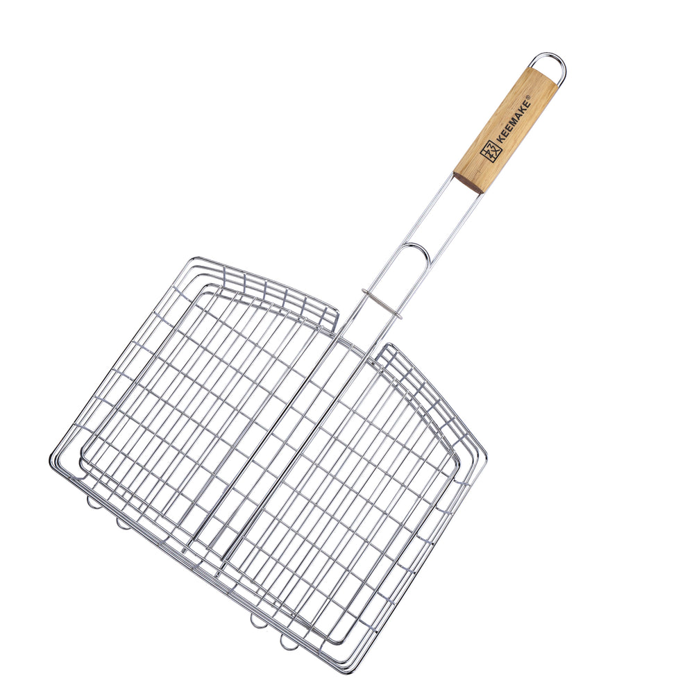 GL-045 meat grill with chrome plating and natural wooden handle