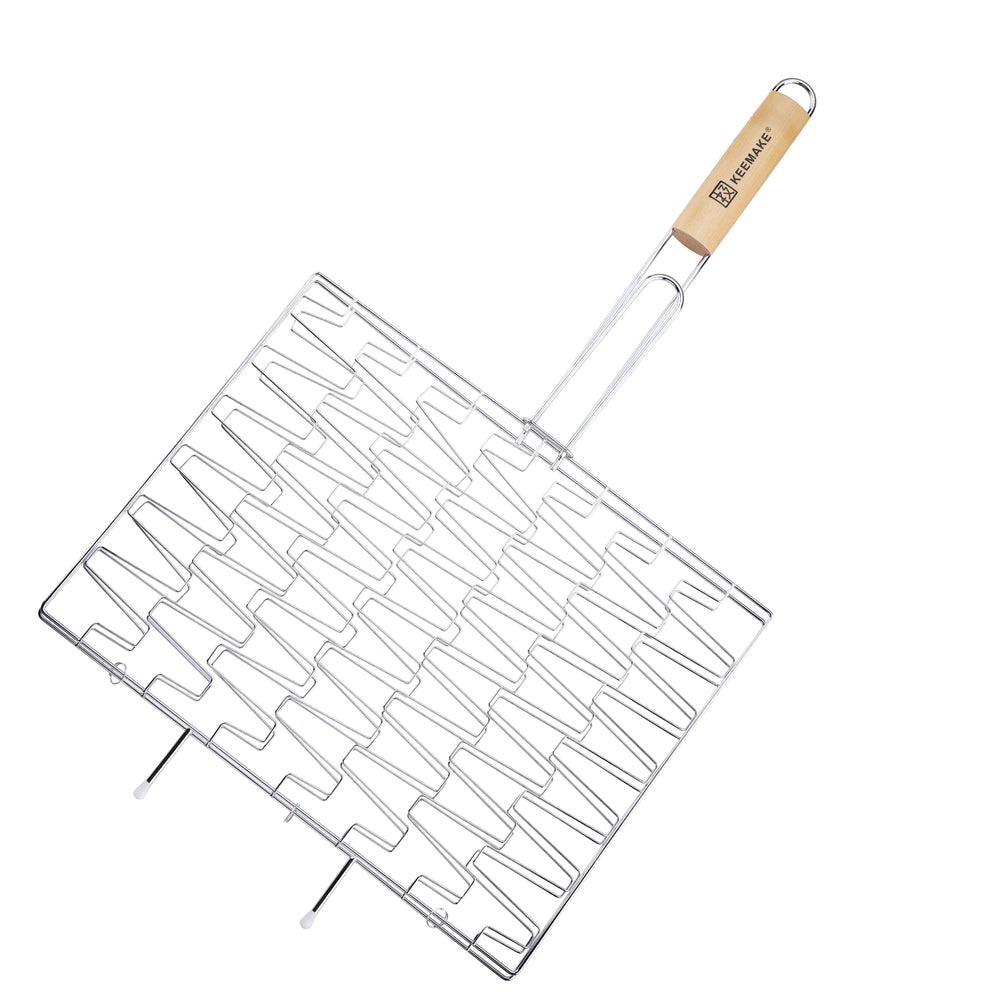 GL-033 spring grill with chrome plating and wooden handle