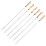 BT-076 6pcs flat skewers set with stainless steel and wooden handle 590mm