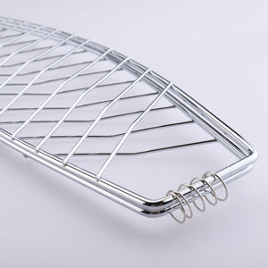 GL-048 fish grill with chrome plating and natural wooden handle