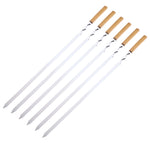 BT-079 6pcs flat skewers set with chrome plating and wooden handle 600mm